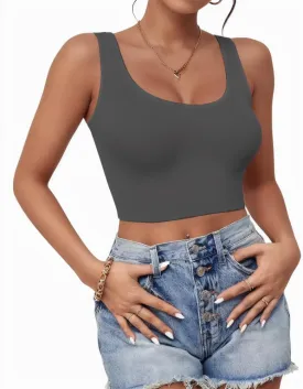 1-3Pcs Crop Tops for Women, U Neck Sleeveless Tank Tops, Basic Cropped Racerback Going Out Tops Athletic Sports Shirts