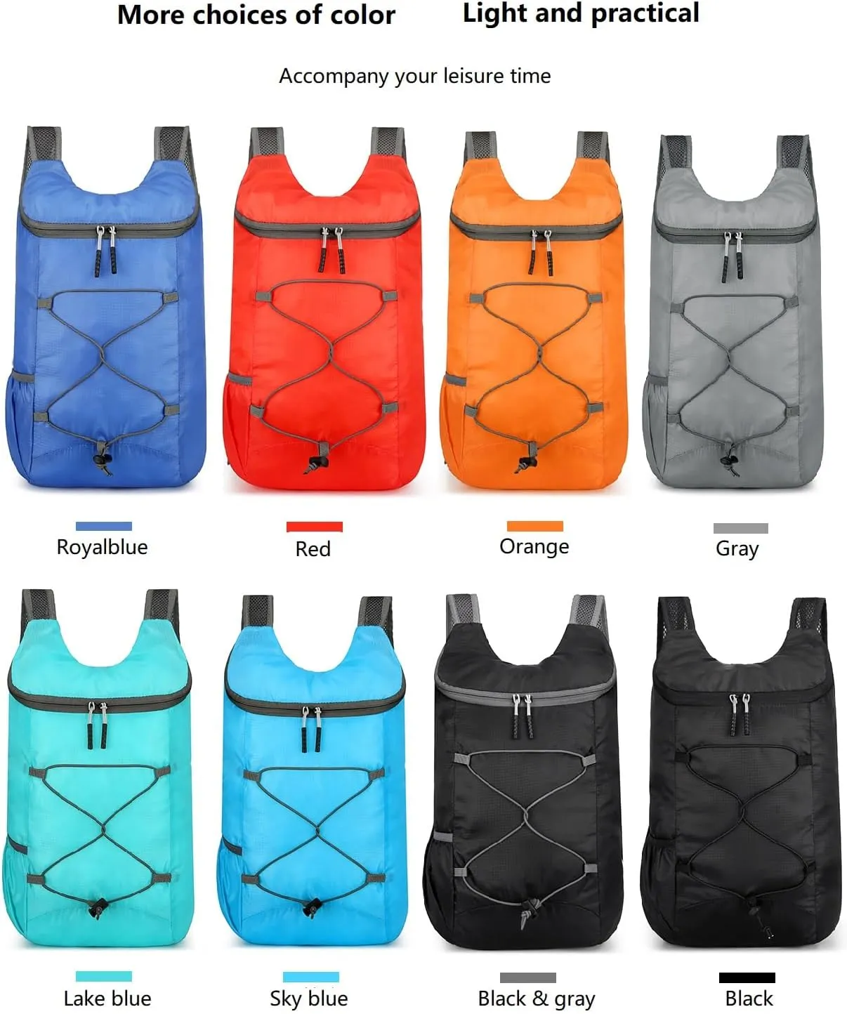 16L Hiking-Daypack Lightweight-Foldable Travel-Backpack Water-Resistant Camping Outdoor Packable Easy Carry-on Bag (Black)