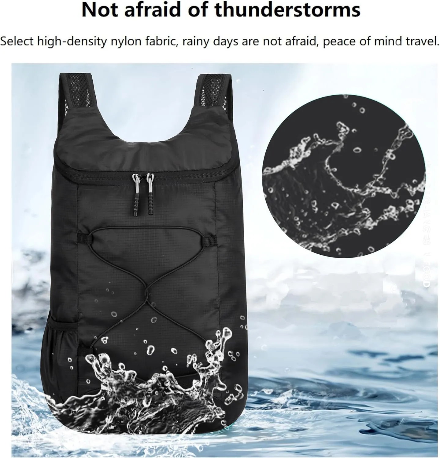 16L Hiking-Daypack Lightweight-Foldable Travel-Backpack Water-Resistant Camping Outdoor Packable Easy Carry-on Bag (Black)