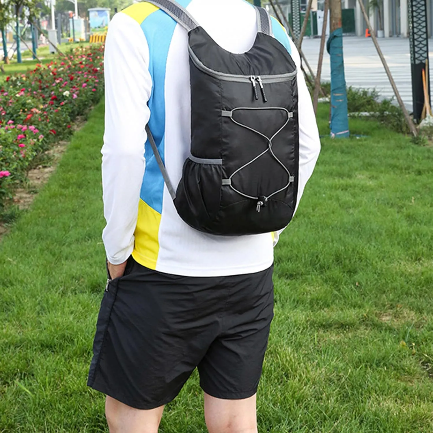 16L Hiking-Daypack Lightweight-Foldable Travel-Backpack Water-Resistant Camping Outdoor Packable Easy Carry-on Bag (Black)