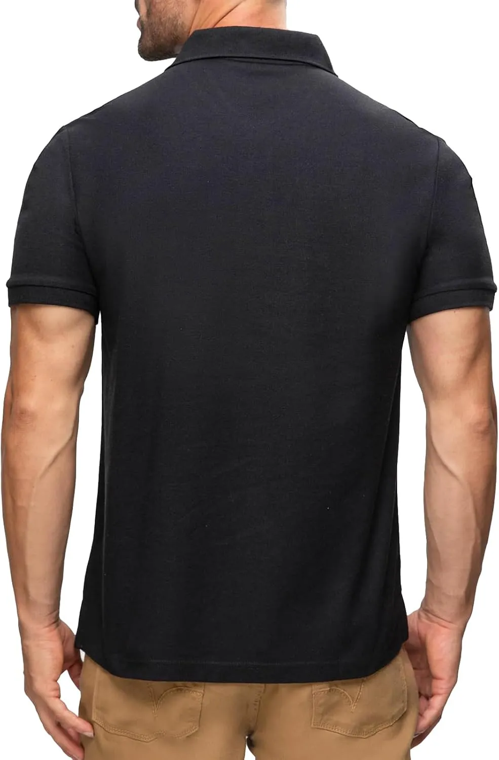 2 Pack Mens Polo Shirts with Pocket Short Sleeve Golf T-Shirt Moisture Wicking Casual Workout Shirts