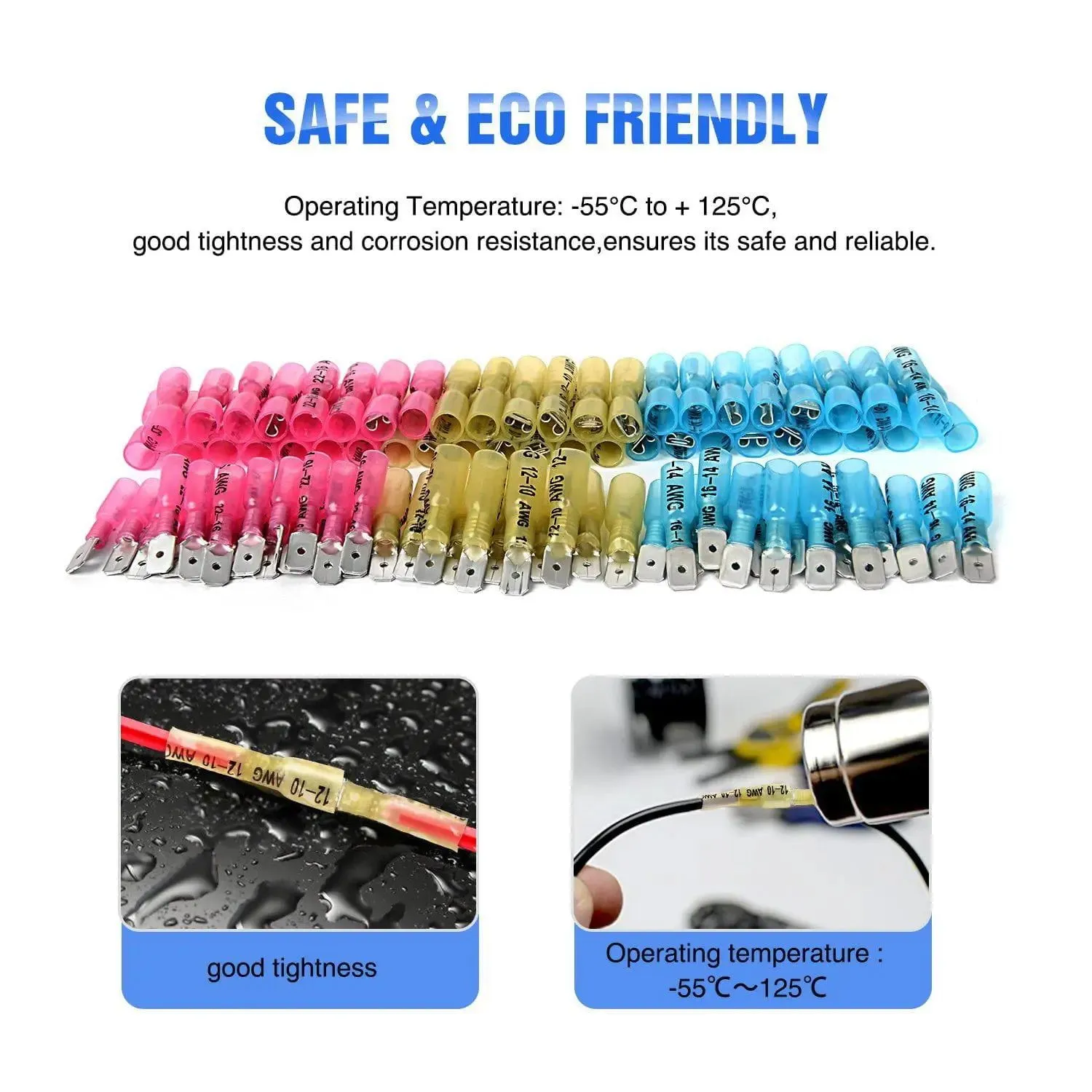 250Pcs Heat Shrink Quick Disconnect Spade Connectors Male and Female