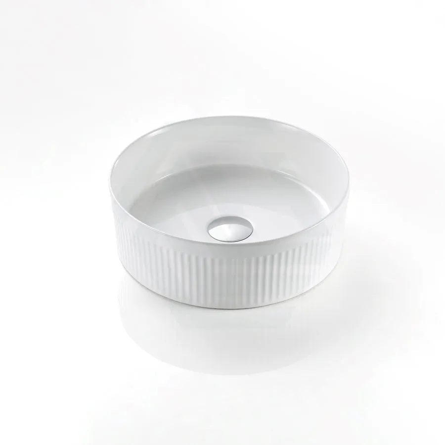 410x410x120mm Round Above Counter Stone Basin Ultra Slim Matt White