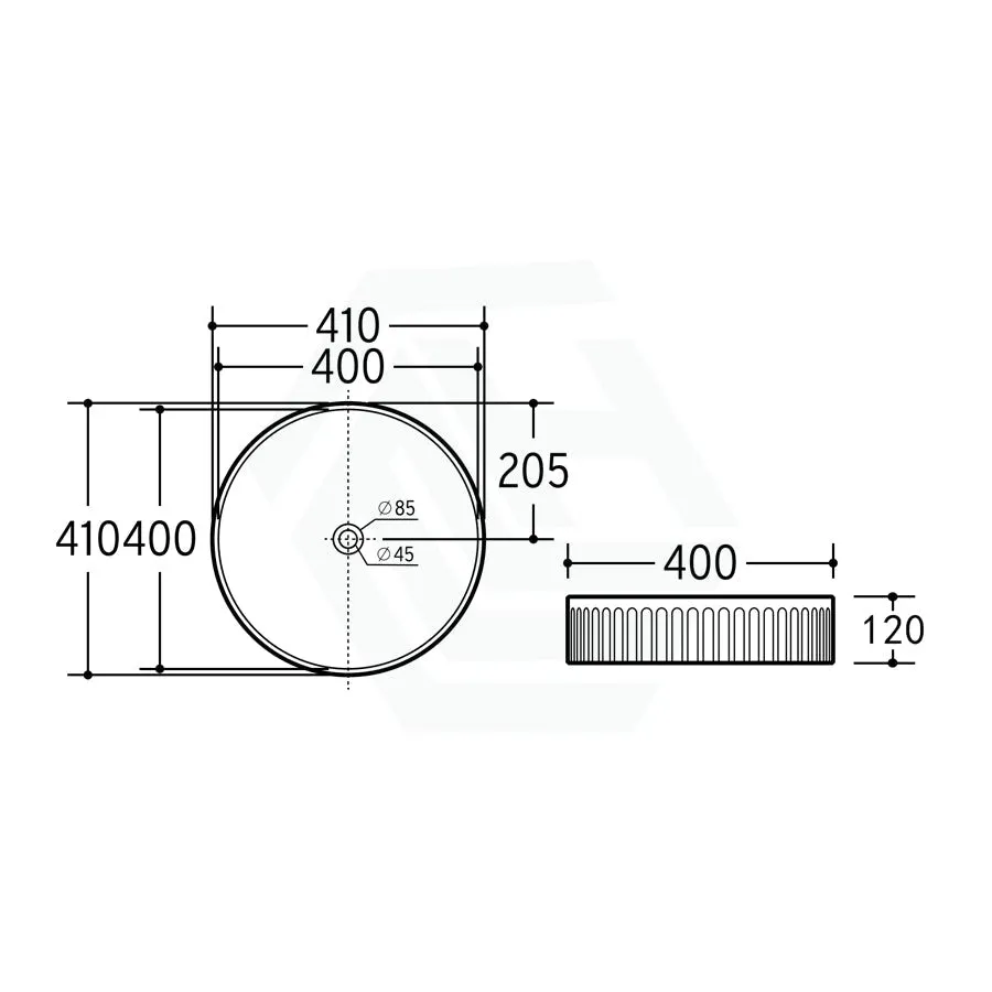 410x410x120mm Round Above Counter Stone Basin Ultra Slim Matt White
