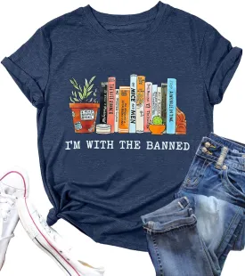 Banned Books Shirts for Women Reading Tshirts Gifts for Teacher Bookworm Readers Librarian Bibliophile Tee Tops S-XXL
