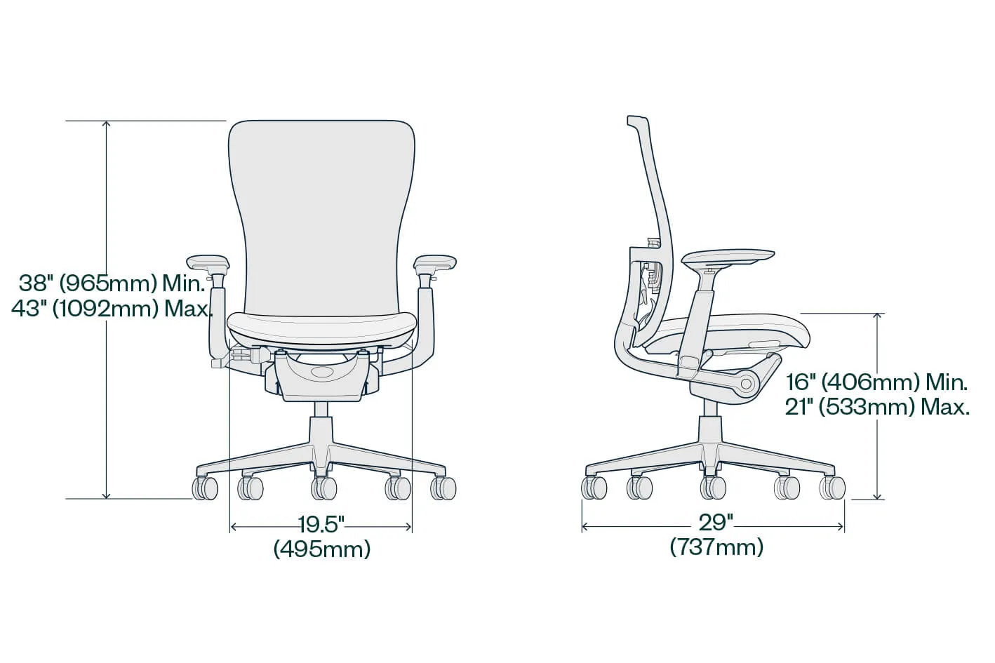 Classic Zody Mesh - Height Adjustable Arms