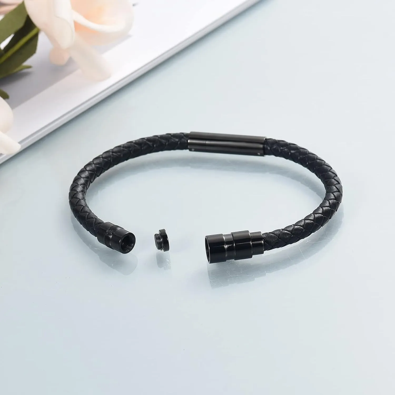 Cremation Jewelry Urn Bracelet for Ashes for Women Men Cylinder Genuine Leather Bangle Bracelet Ashes Memorial Keepsake Jewelry