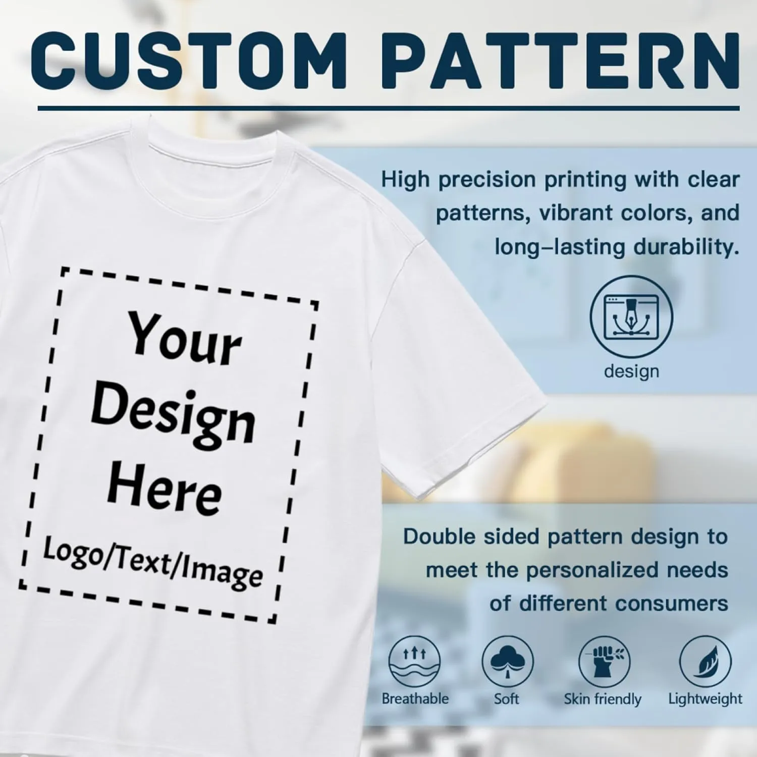 Custom T Shirts Made in USA Bulk Customized Heavy Cotton T-Shirts Design Your Own Personalized Shirts Wit Logo Text