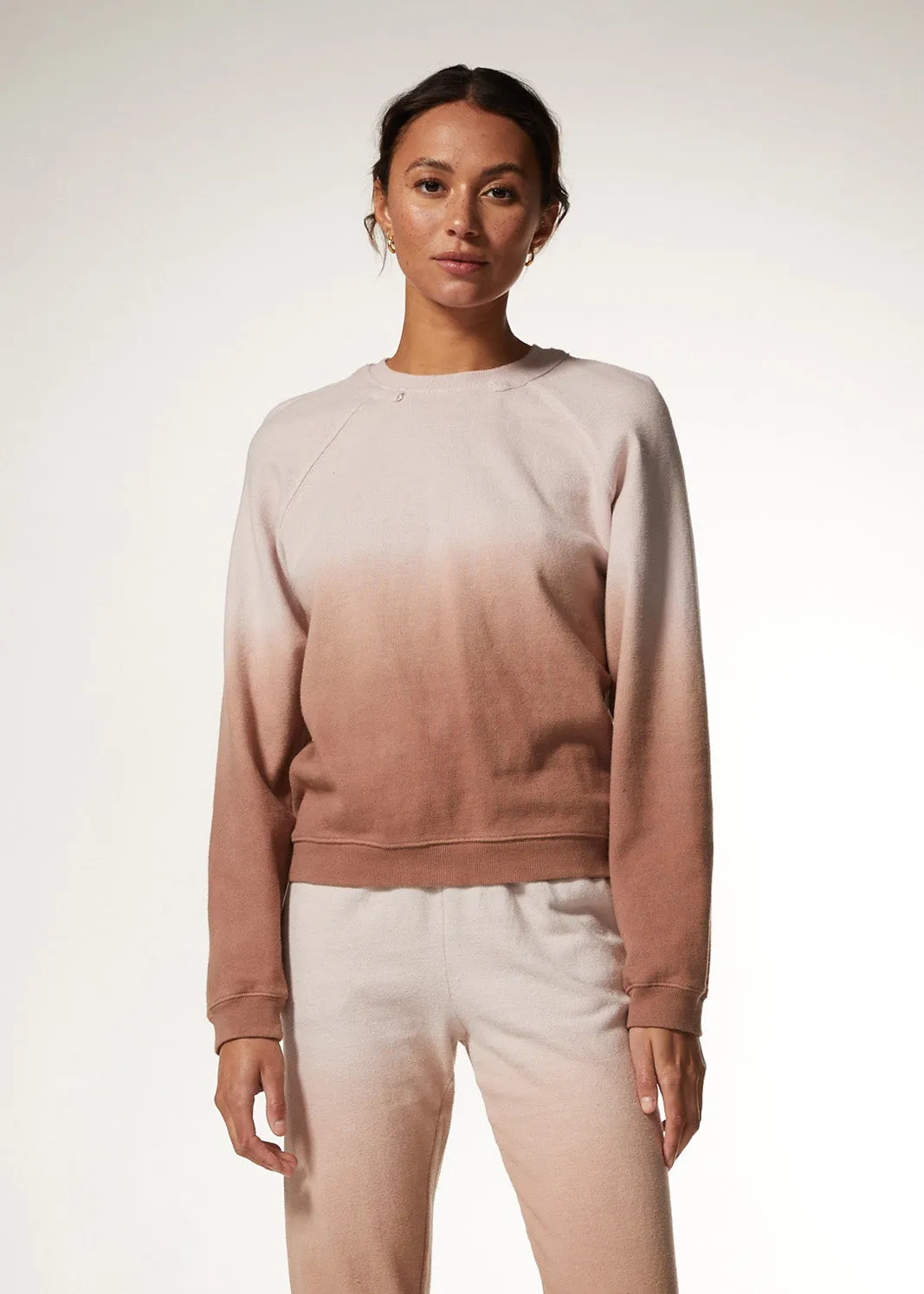 Faded Wash Raglan Crew Sweatshirt, Dry Rose