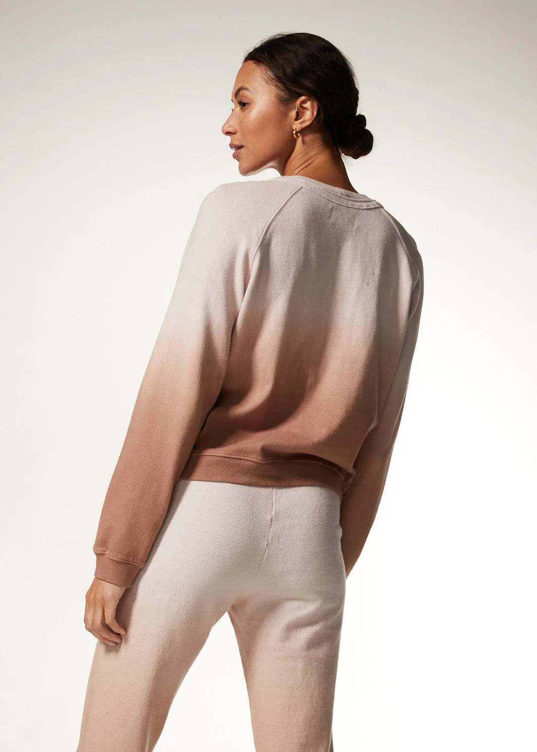 Faded Wash Raglan Crew Sweatshirt, Dry Rose