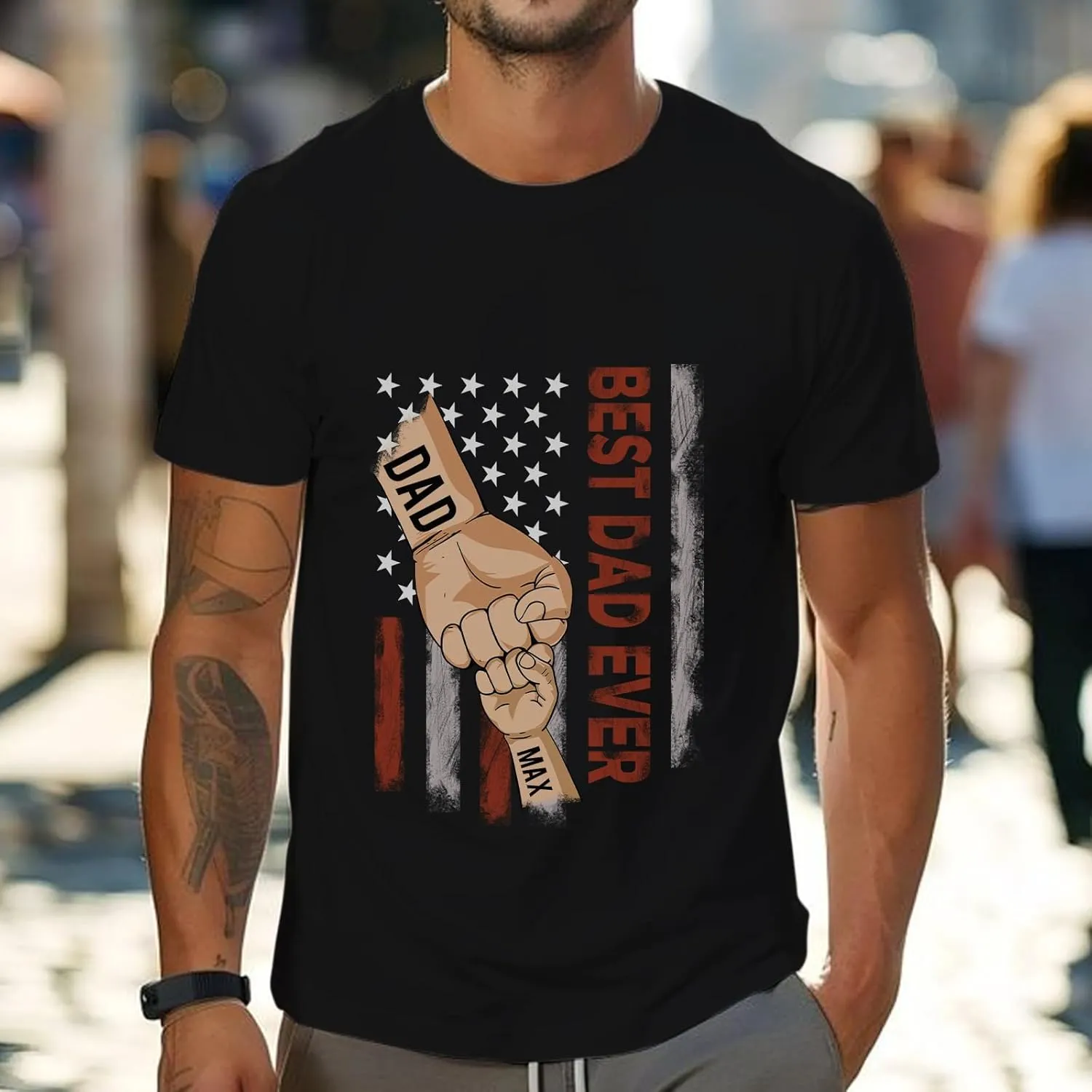 Fathers Day Personalized Gifts for Dad from Daughter Custom Mens T-Shirts with Kid Names Customized Photo Gifts for Dad Papa