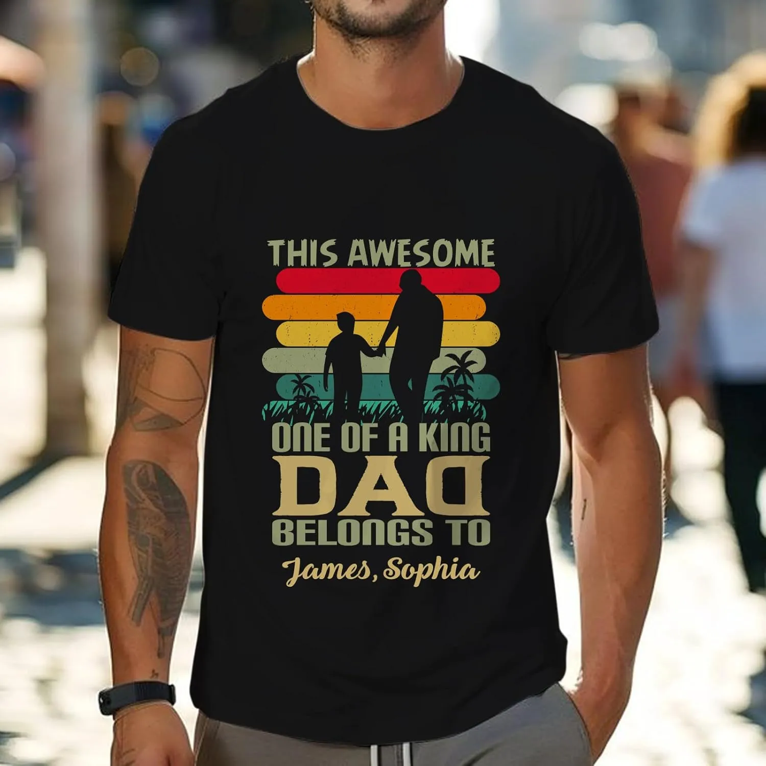 Fathers Day Personalized Gifts for Dad from Daughter Custom Mens T-Shirts with Kid Names Customized Photo Gifts for Dad Papa