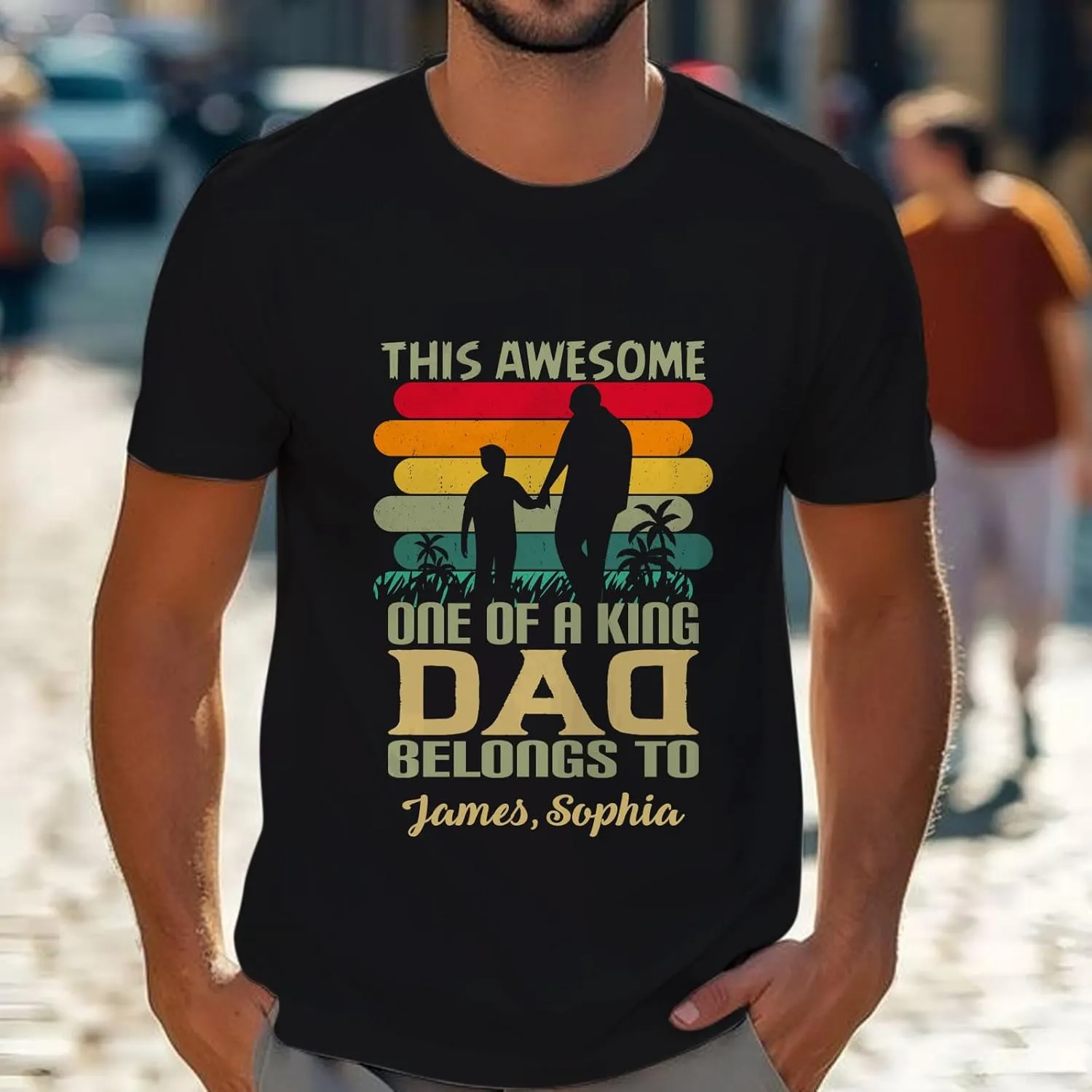 Fathers Day Personalized Gifts for Dad from Daughter Custom Mens T-Shirts with Kid Names Customized Photo Gifts for Dad Papa