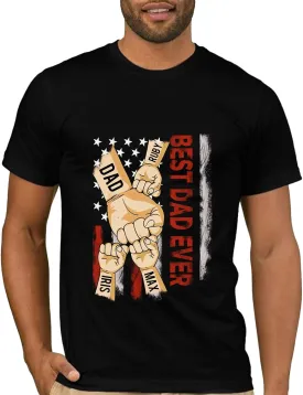 Fathers Day Personalized Gifts for Dad from Daughter Custom Mens T-Shirts with Kid Names Customized Photo Gifts for Dad Papa