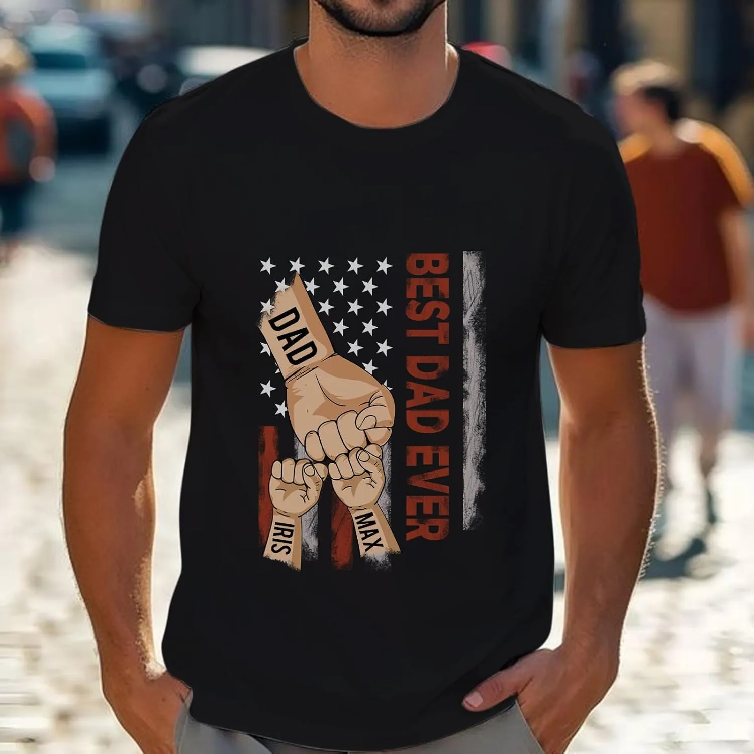 Fathers Day Personalized Gifts for Dad from Daughter Custom Mens T-Shirts with Kid Names Customized Photo Gifts for Dad Papa