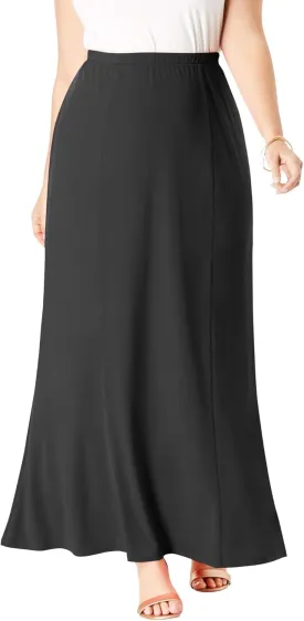 Jessica London Women's Plus Size Wrinkle Resistant Pull-On Elastic Knit Maxi Skirt