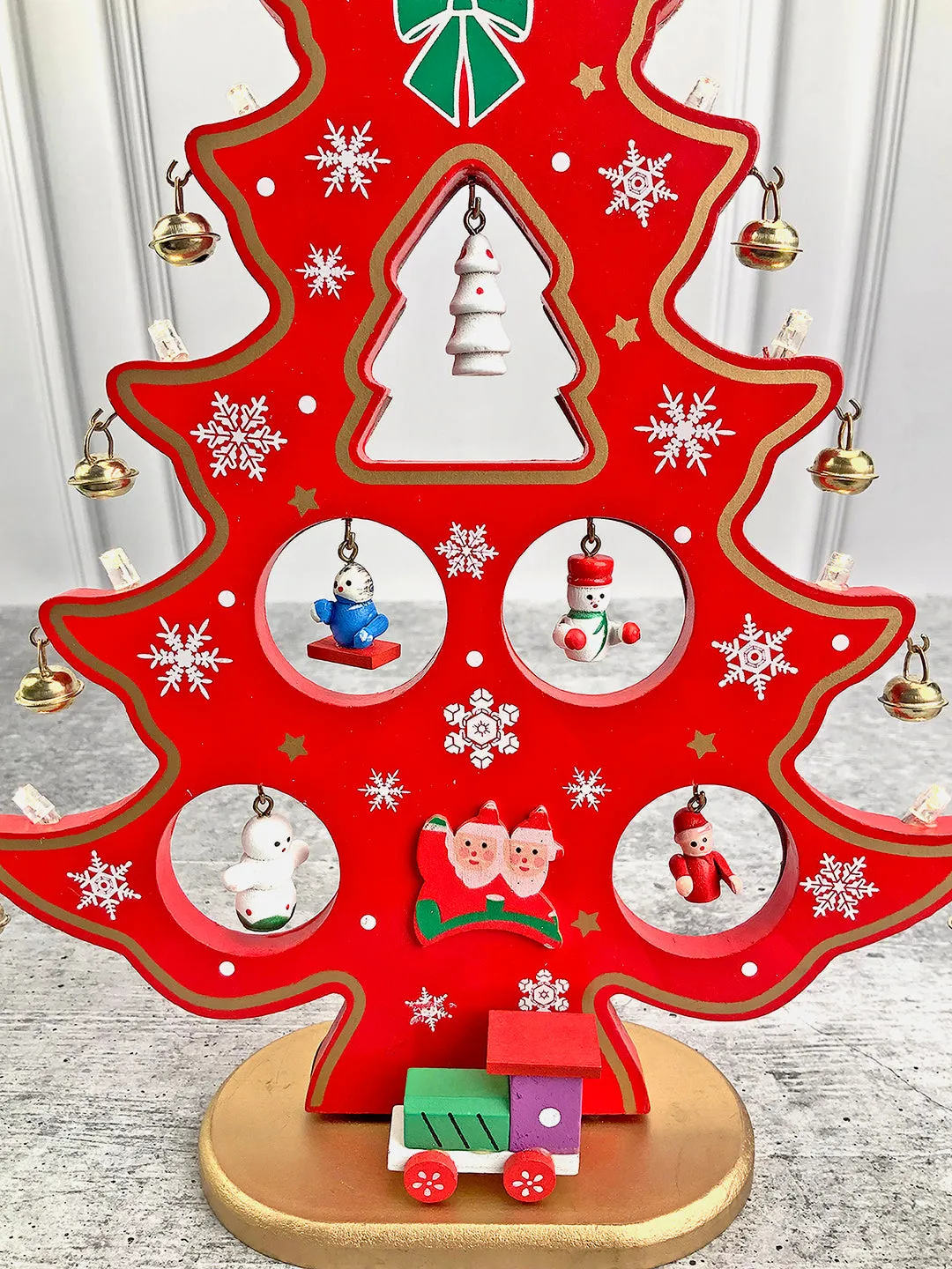 Little Surprise Box DIY Wooden Christmas Tree with LED Light,Christmas Table Décor