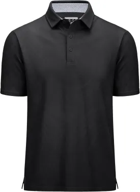 MAGCOMSEN Men's Polo Shirts Short Sleeve Cotton Pique 3 Button Classic Fit Casual T-Shirt Performance Golf Shirts