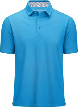 MAGCOMSEN Men's Polo Shirts Short Sleeve Cotton Pique 3 Button Classic Fit Casual T-Shirt Performance Golf Shirts