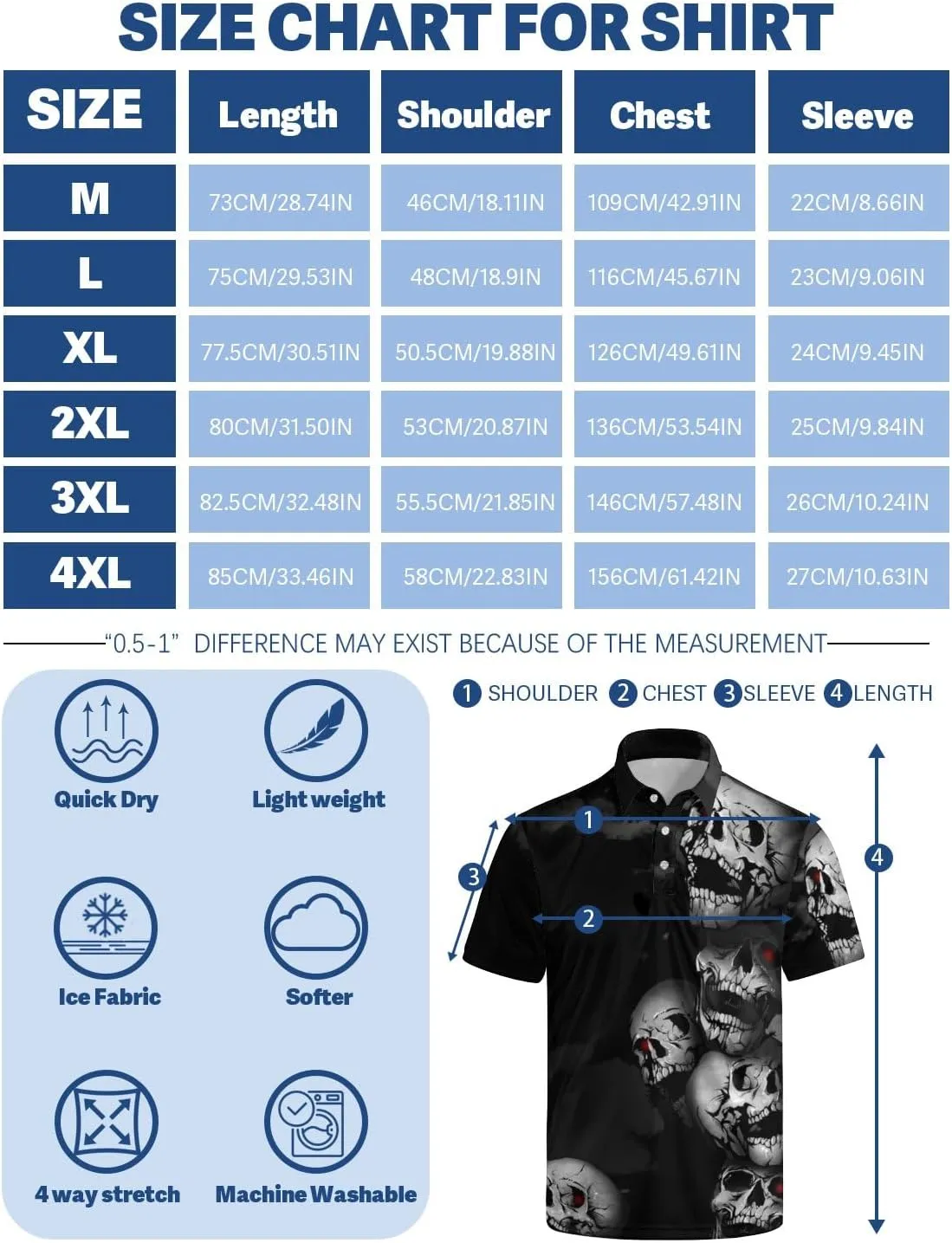 Mens Funny Polo Shirts, Short Sleeve Golf Shirts, Moisture Wicking Quick-Dry Business Casual Shirt for Men