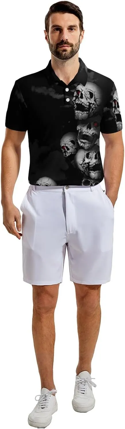 Mens Funny Polo Shirts, Short Sleeve Golf Shirts, Moisture Wicking Quick-Dry Business Casual Shirt for Men