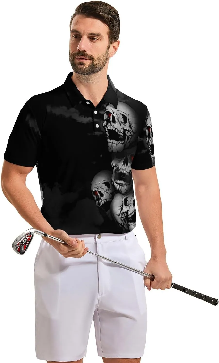 Mens Funny Polo Shirts, Short Sleeve Golf Shirts, Moisture Wicking Quick-Dry Business Casual Shirt for Men