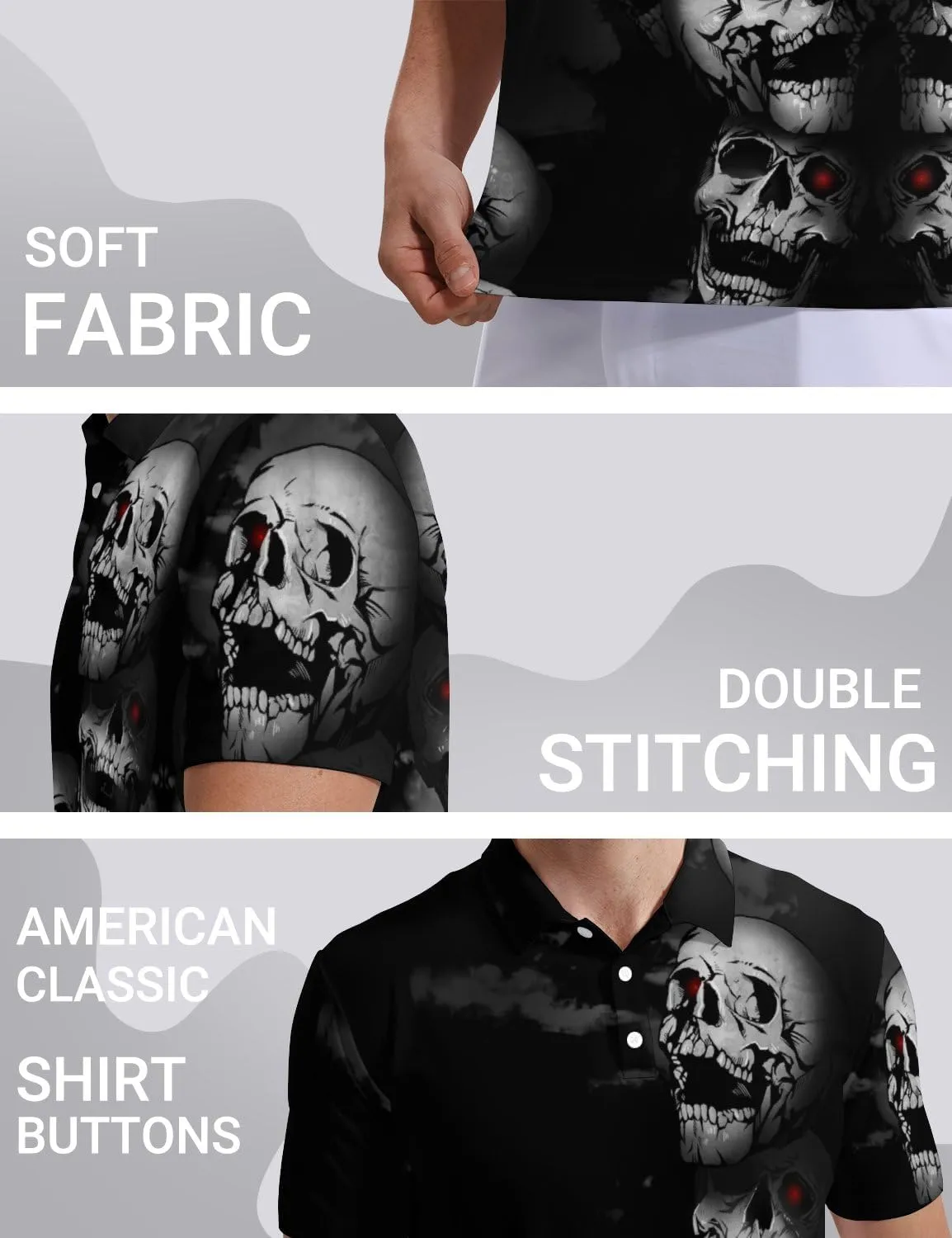 Mens Funny Polo Shirts, Short Sleeve Golf Shirts, Moisture Wicking Quick-Dry Business Casual Shirt for Men