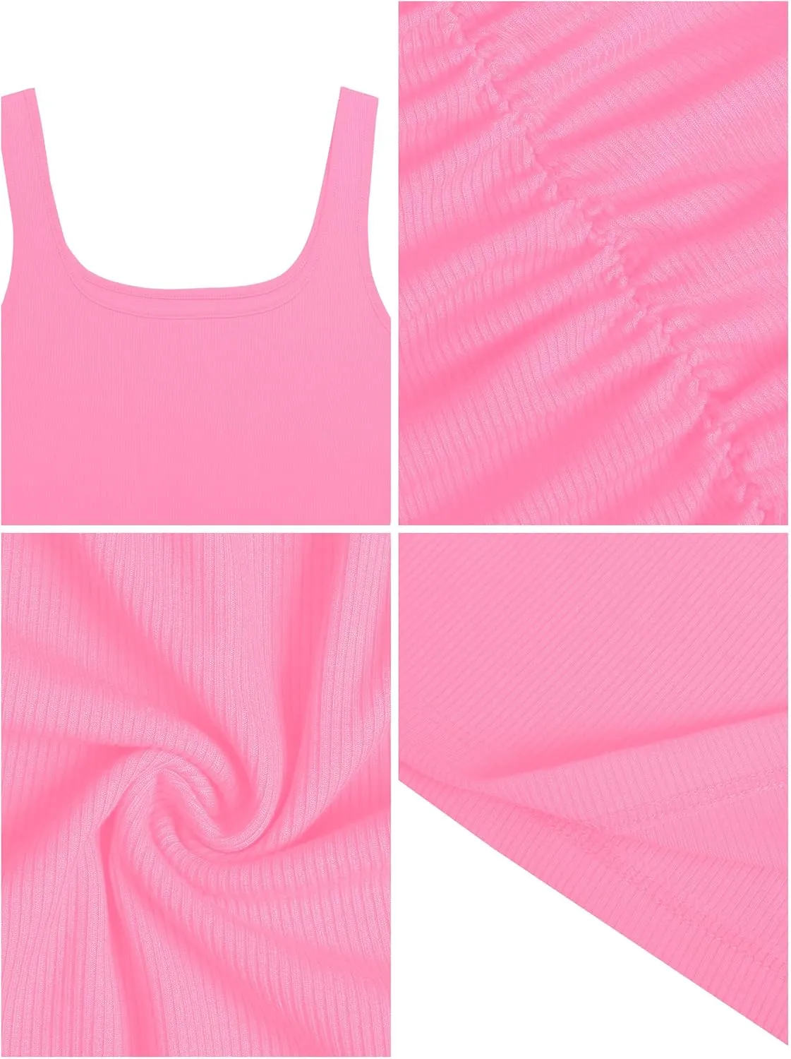 Missufe Women's Sleeveless Square Neck Ruched Bodycon Knit Sundress Summer Casual Short Tank Dress
