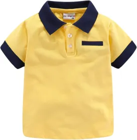 Mud Kingdom Boys Pique Polo Shirts for Toddler Short Sleeve Stripe Plain 1-9 Years