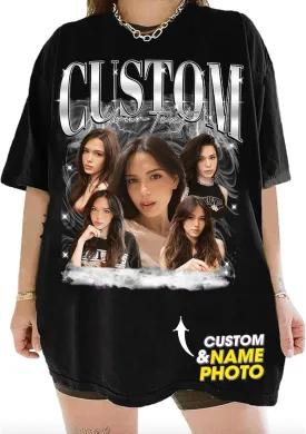 NAZENTI Custom Your Own Bootleg Rap Tee Shirts, Vintage Graphic 90s Shirt, Gifts for Boyfriend, Valentine Gifts for Him
