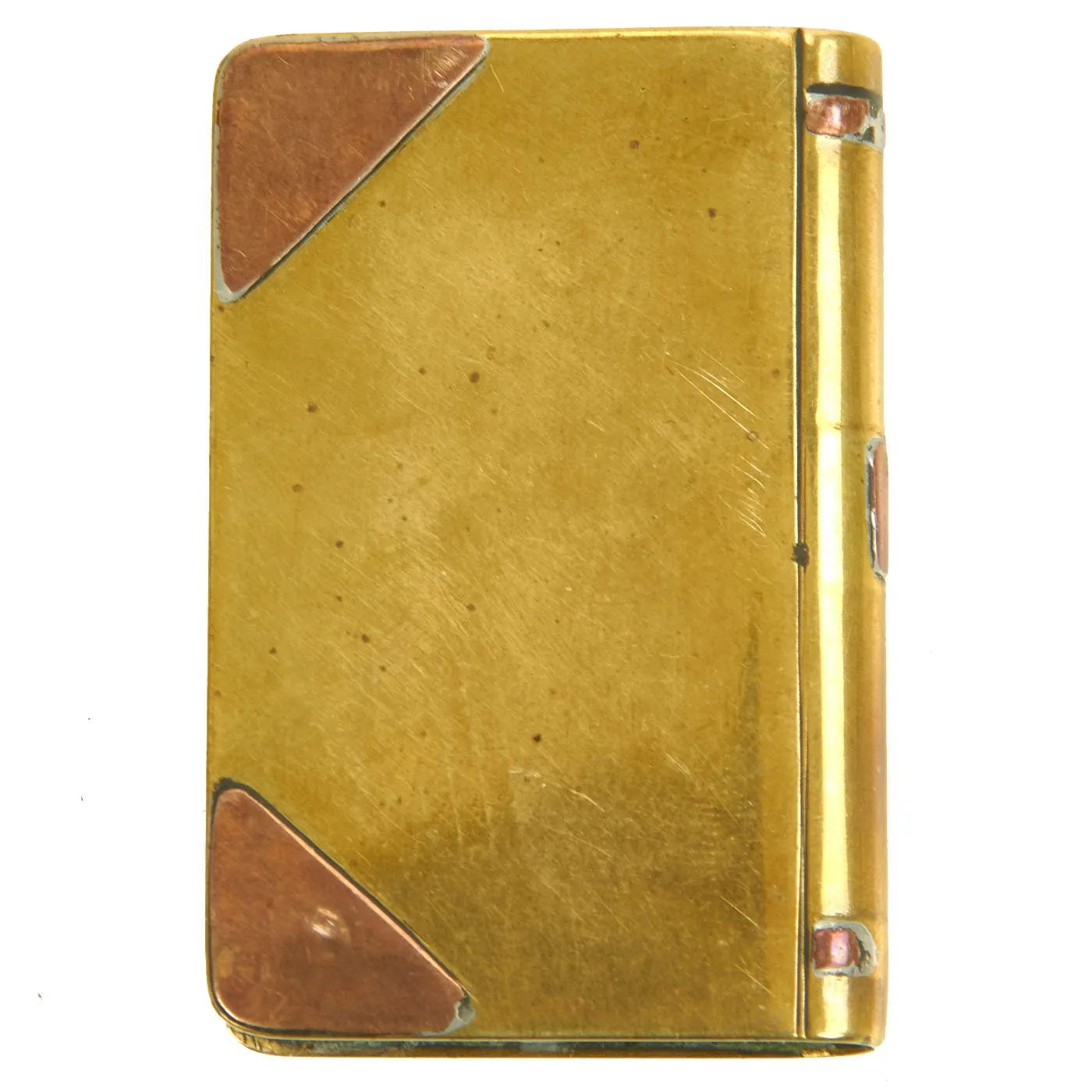 Original British WWI Set of Two Trench Art Lighters - One Round with Coins & One Book Marked Ypres 1917