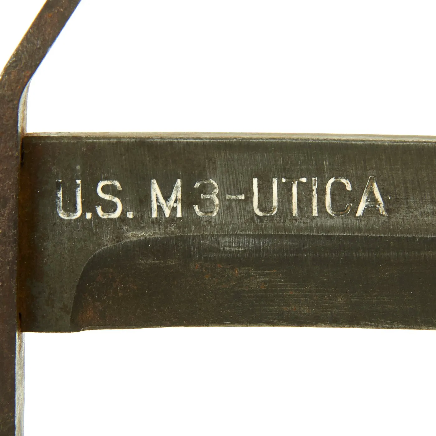 Original U.S. WWII 88th Infantry Division Blue Devils Named M3 Blade Marked Fighting Knife by Utica with M6 Leather Scabbard
