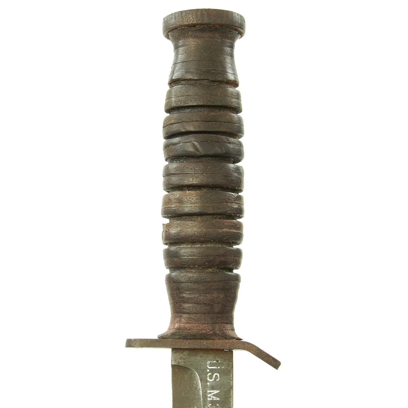 Original U.S. WWII 88th Infantry Division Blue Devils Named M3 Blade Marked Fighting Knife by Utica with M6 Leather Scabbard