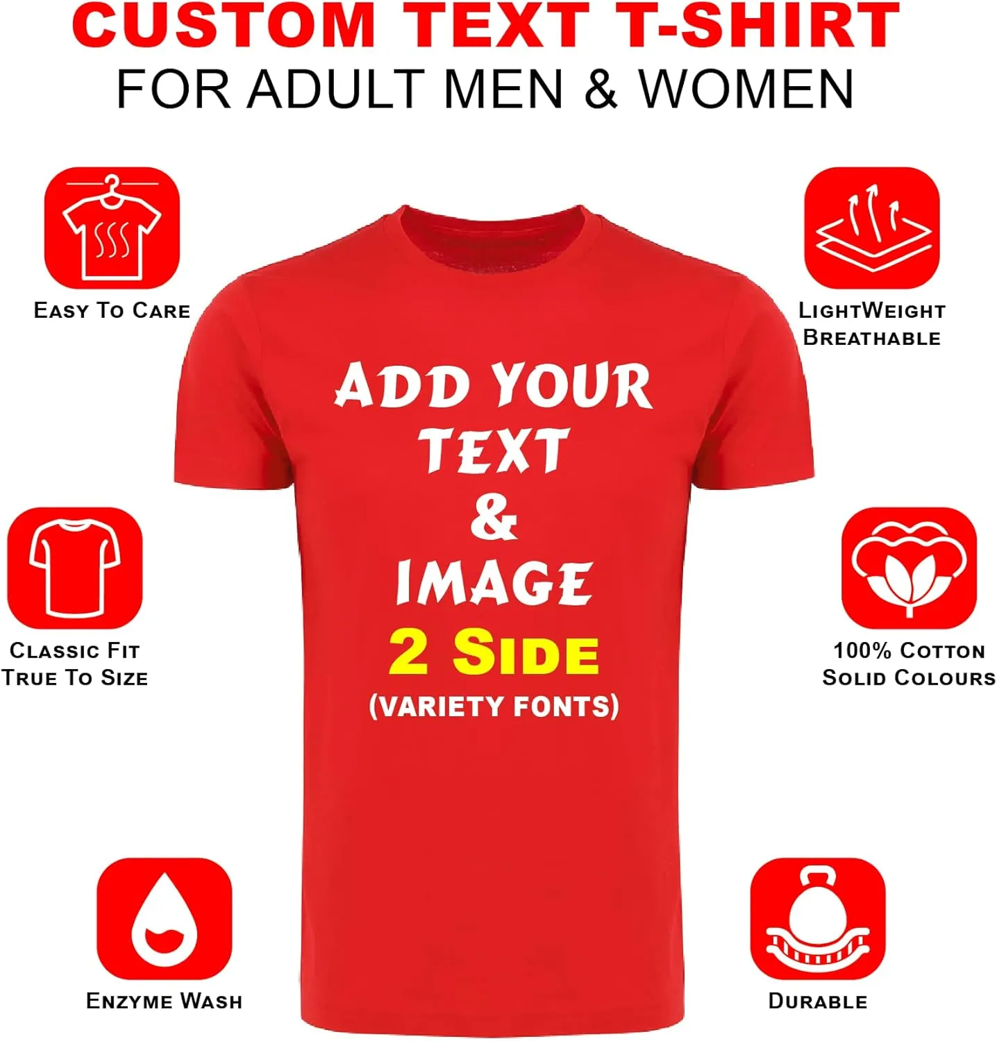 Personalized Image/Text for Your Company/Wedding/Greetings with Digital Printing | Unisex Adult | Custom T-Shirt
