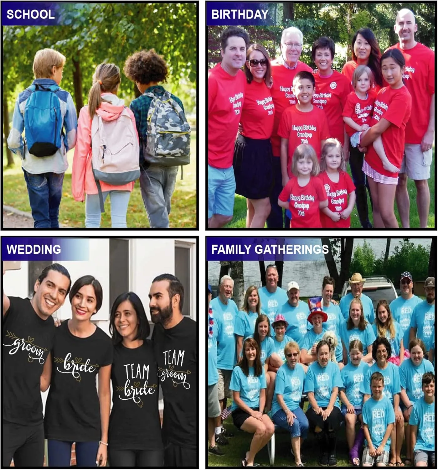 Personalized Image/Text for Your Company/Wedding/Greetings with Digital Printing | Unisex Adult | Custom T-Shirt