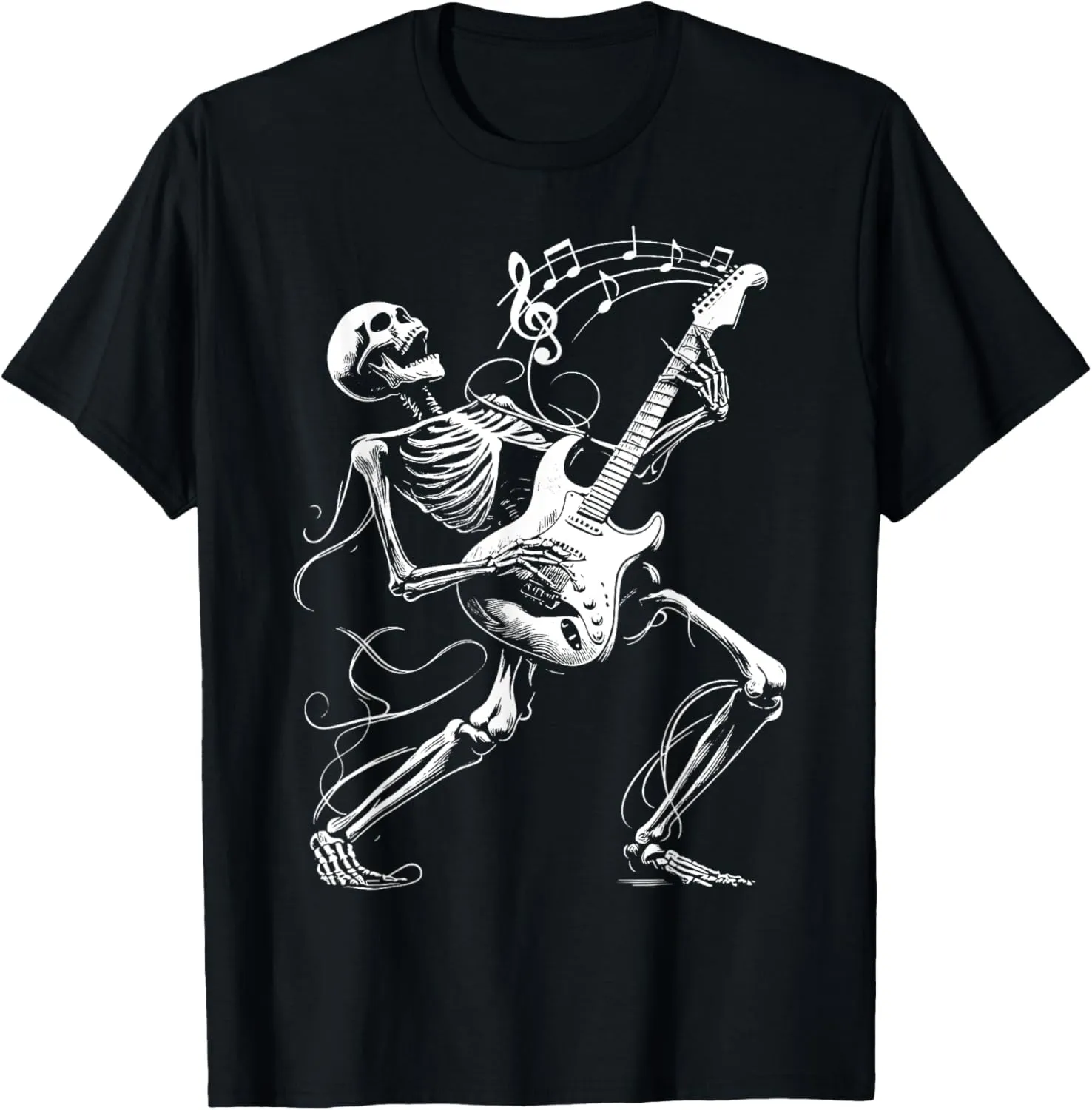 Skeleton Playing Guitar Music Gifts For Men Women Rock Band T-Shirt