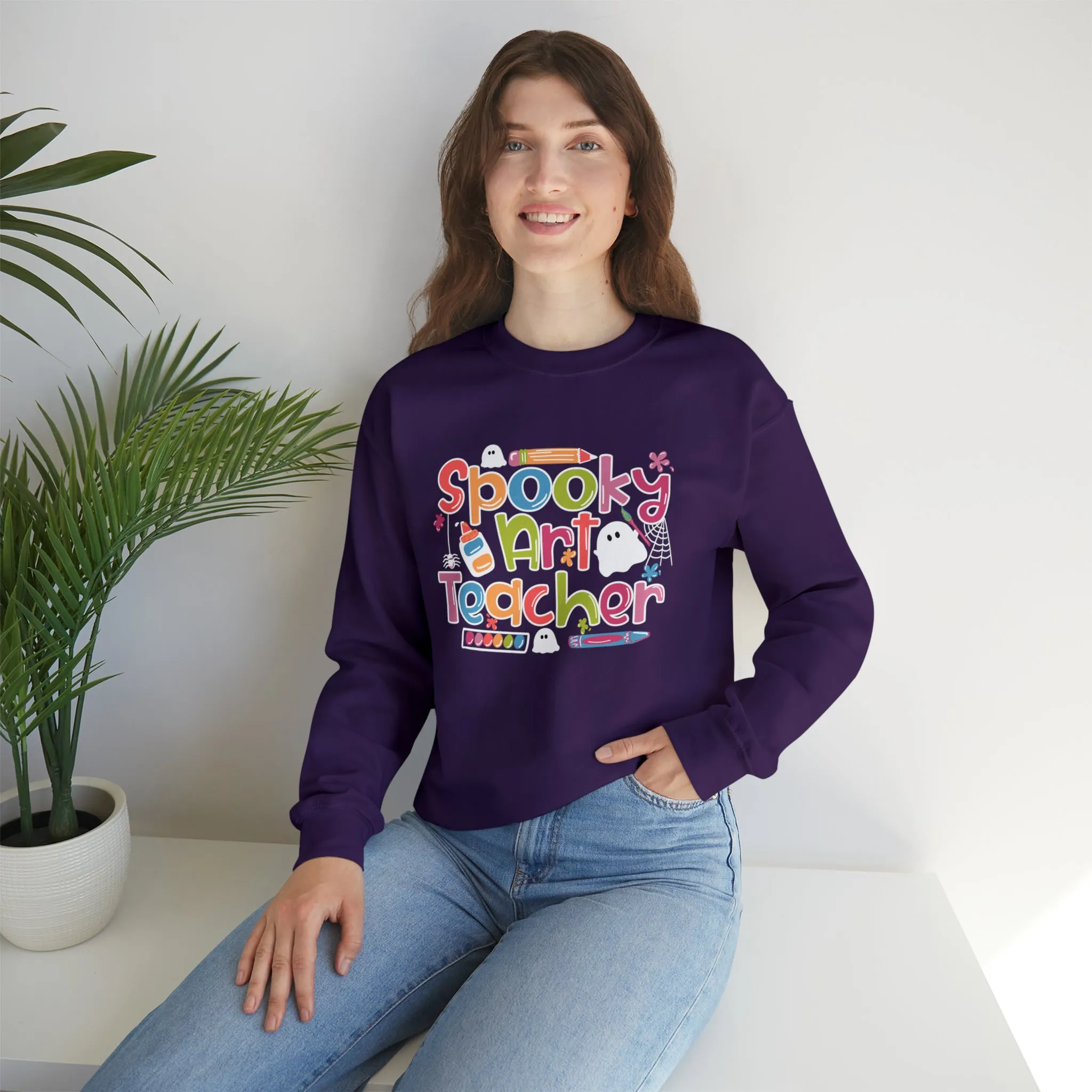 Spooky Art Teacher Unisex Heavy Blend™ Crewneck Sweatshirt
