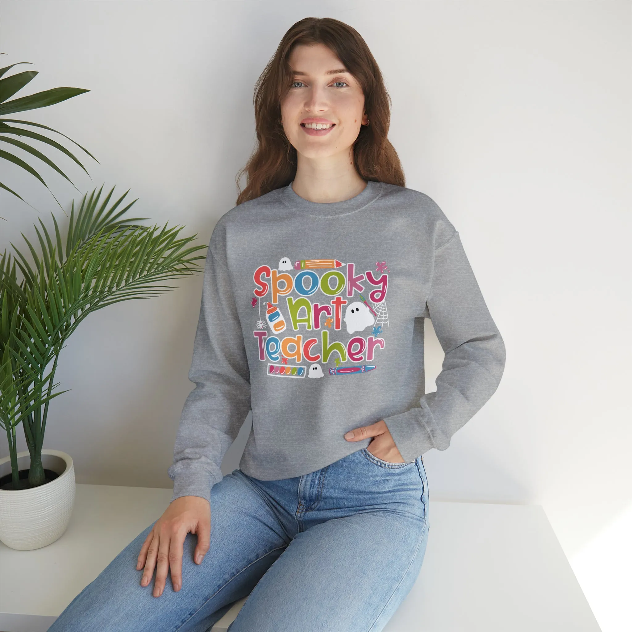 Spooky Art Teacher Unisex Heavy Blend™ Crewneck Sweatshirt