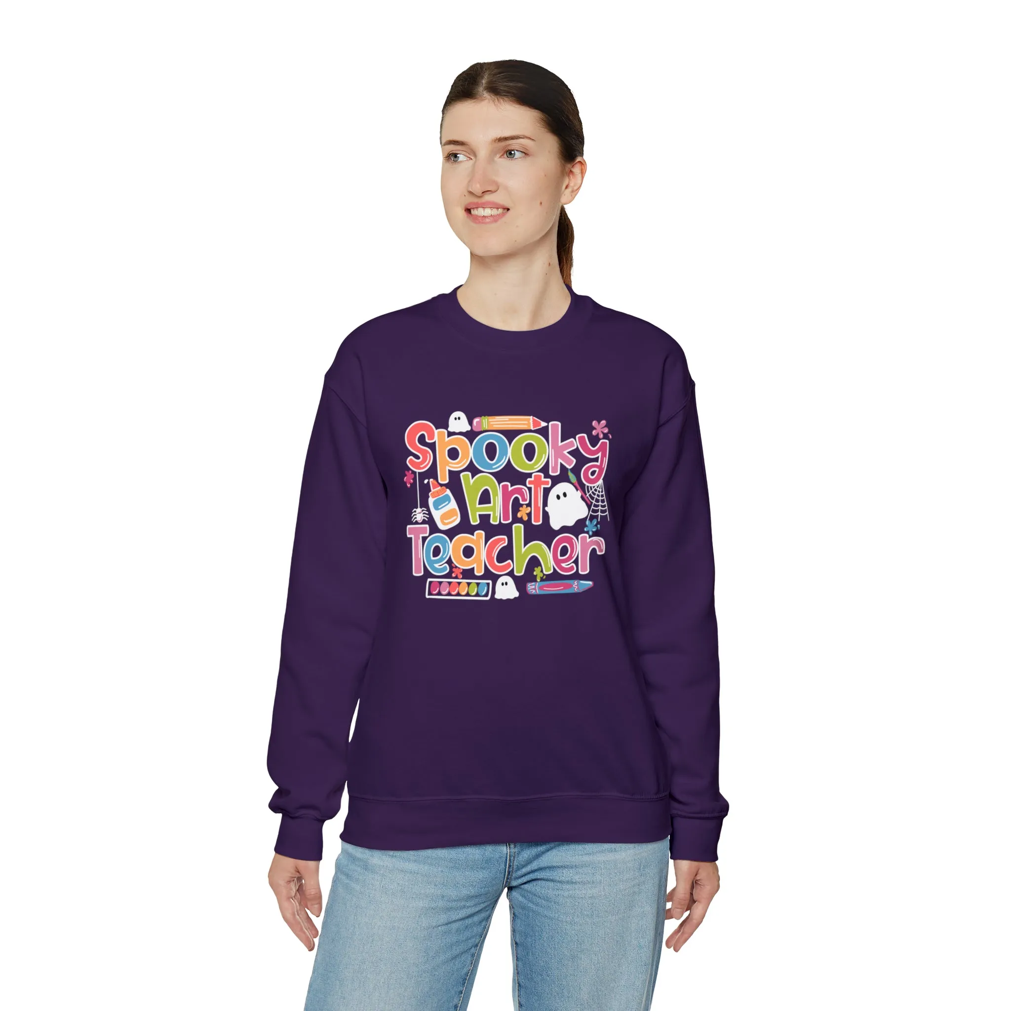 Spooky Art Teacher Unisex Heavy Blend™ Crewneck Sweatshirt