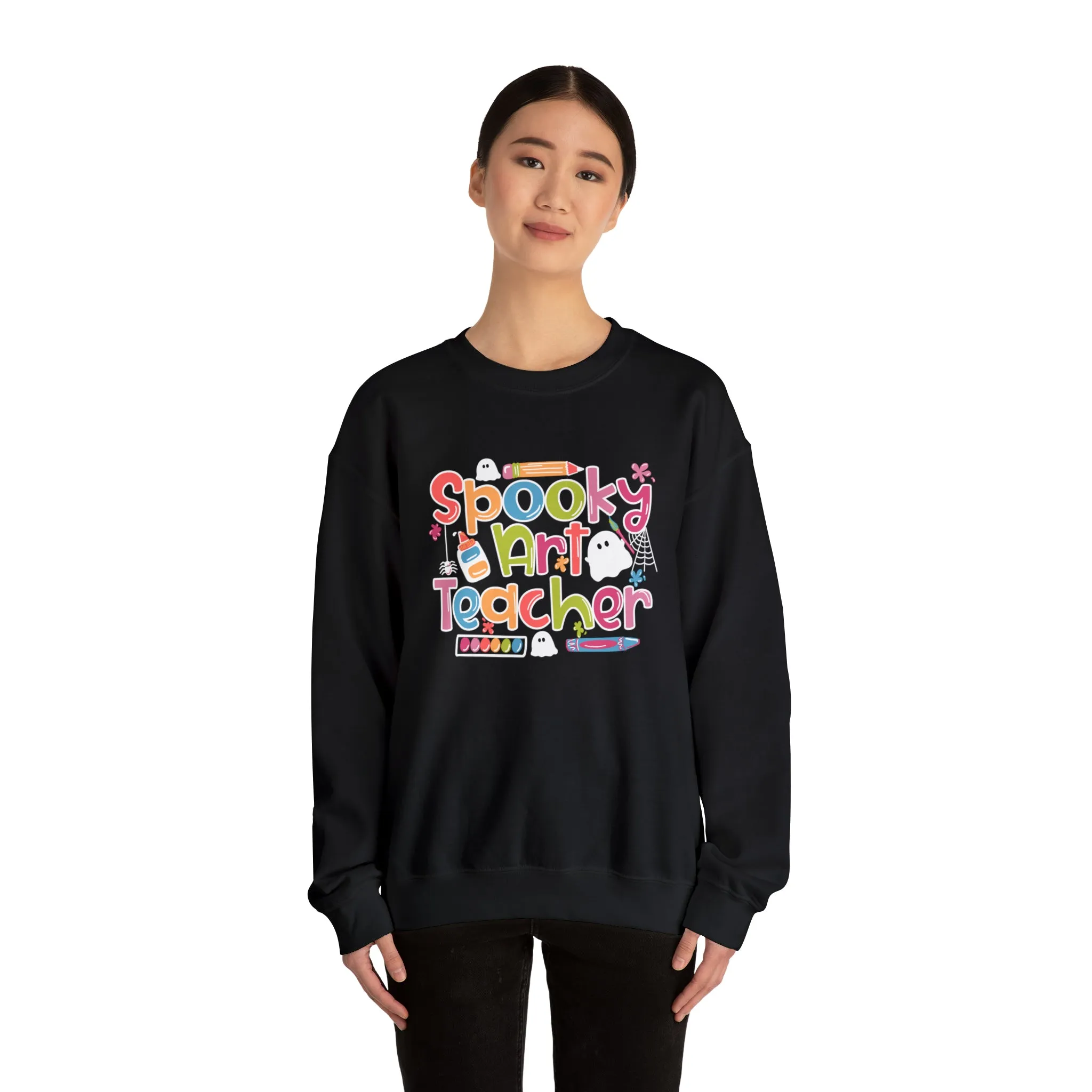 Spooky Art Teacher Unisex Heavy Blend™ Crewneck Sweatshirt