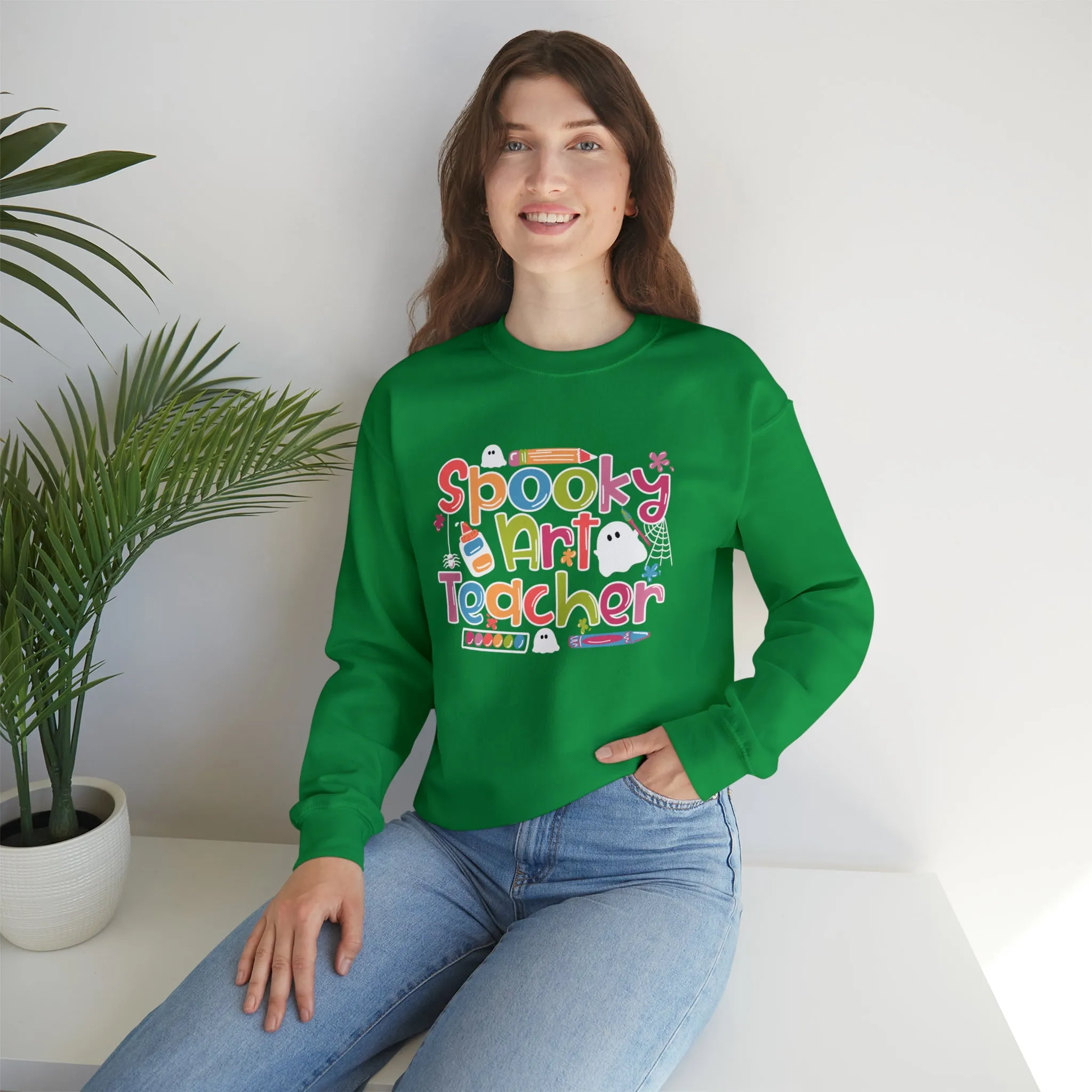 Spooky Art Teacher Unisex Heavy Blend™ Crewneck Sweatshirt
