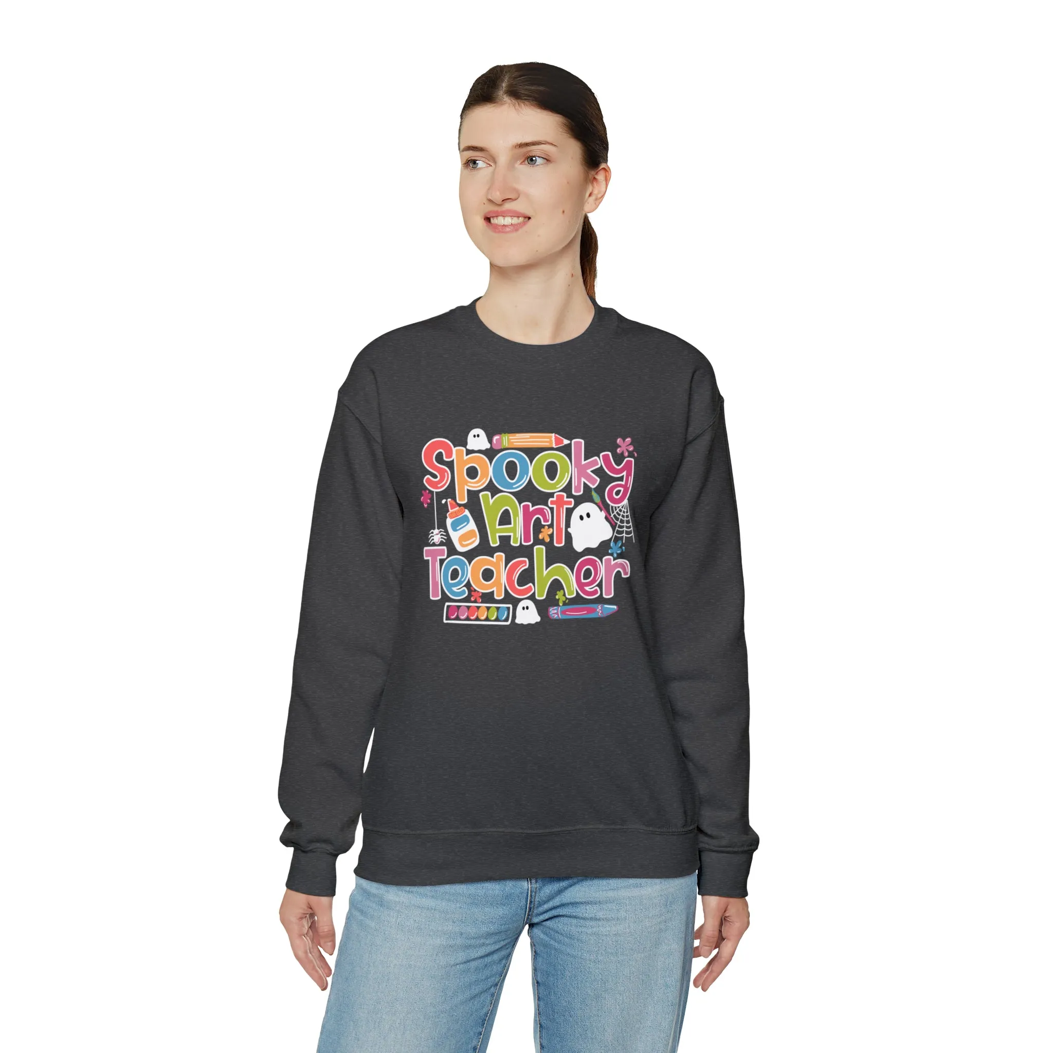 Spooky Art Teacher Unisex Heavy Blend™ Crewneck Sweatshirt