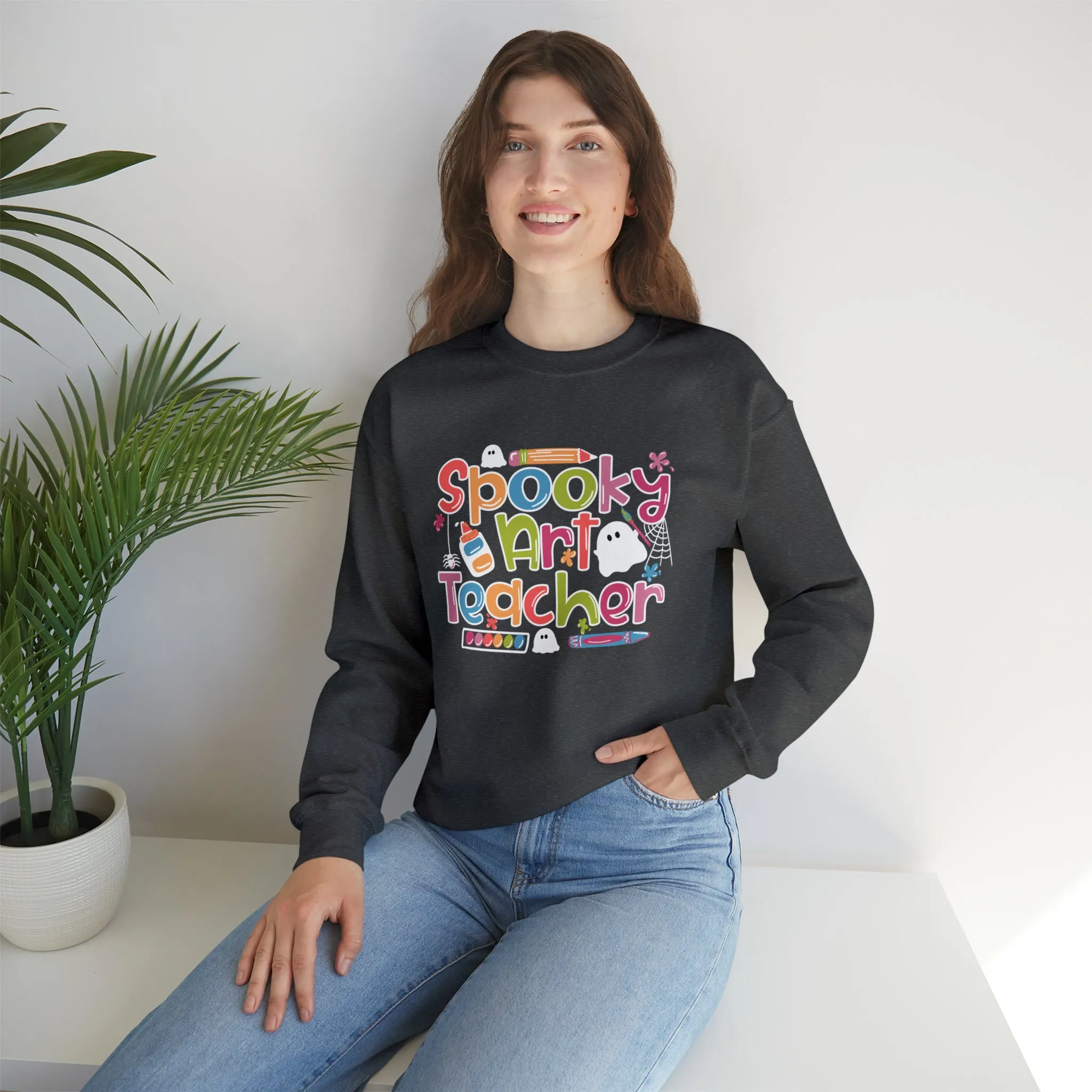 Spooky Art Teacher Unisex Heavy Blend™ Crewneck Sweatshirt