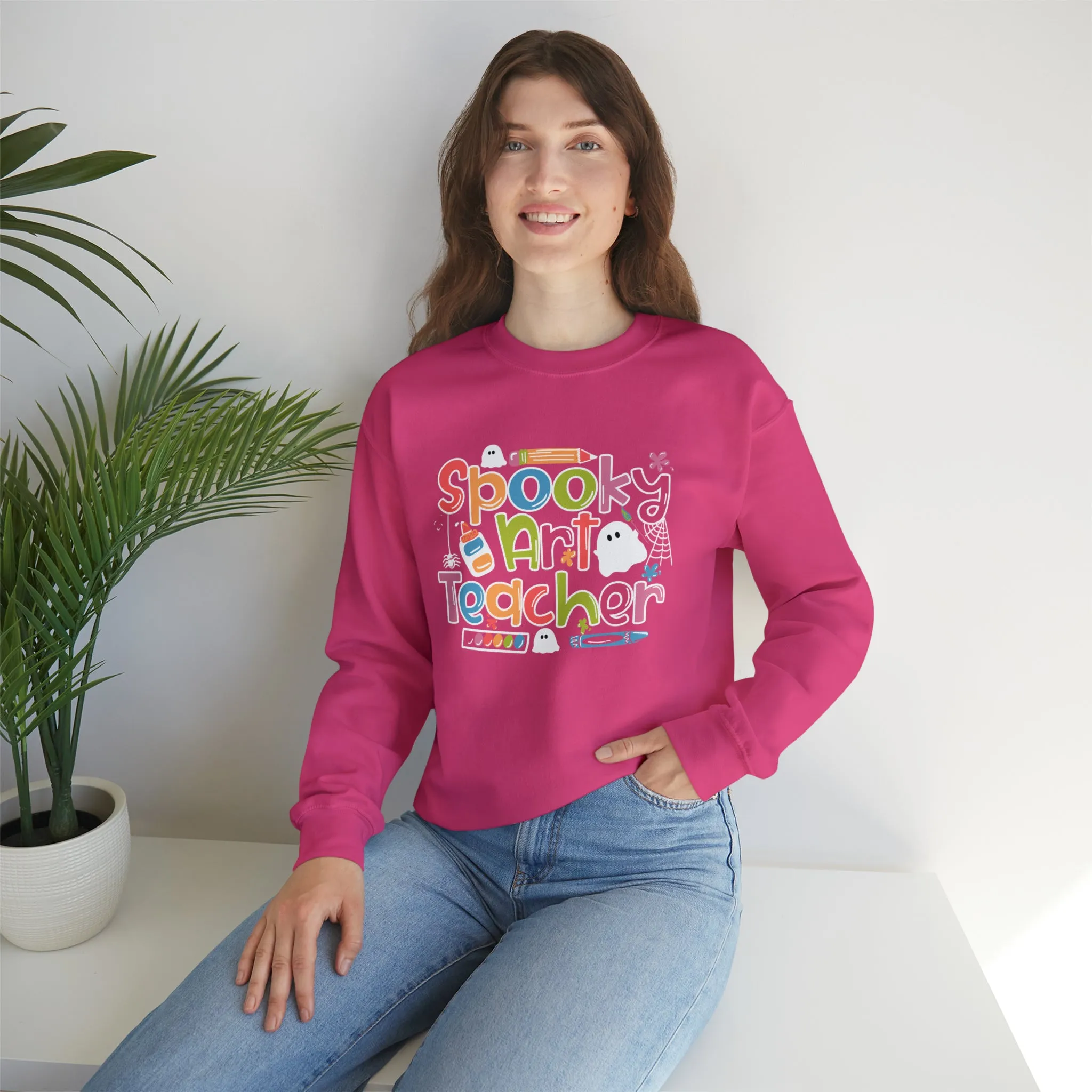 Spooky Art Teacher Unisex Heavy Blend™ Crewneck Sweatshirt
