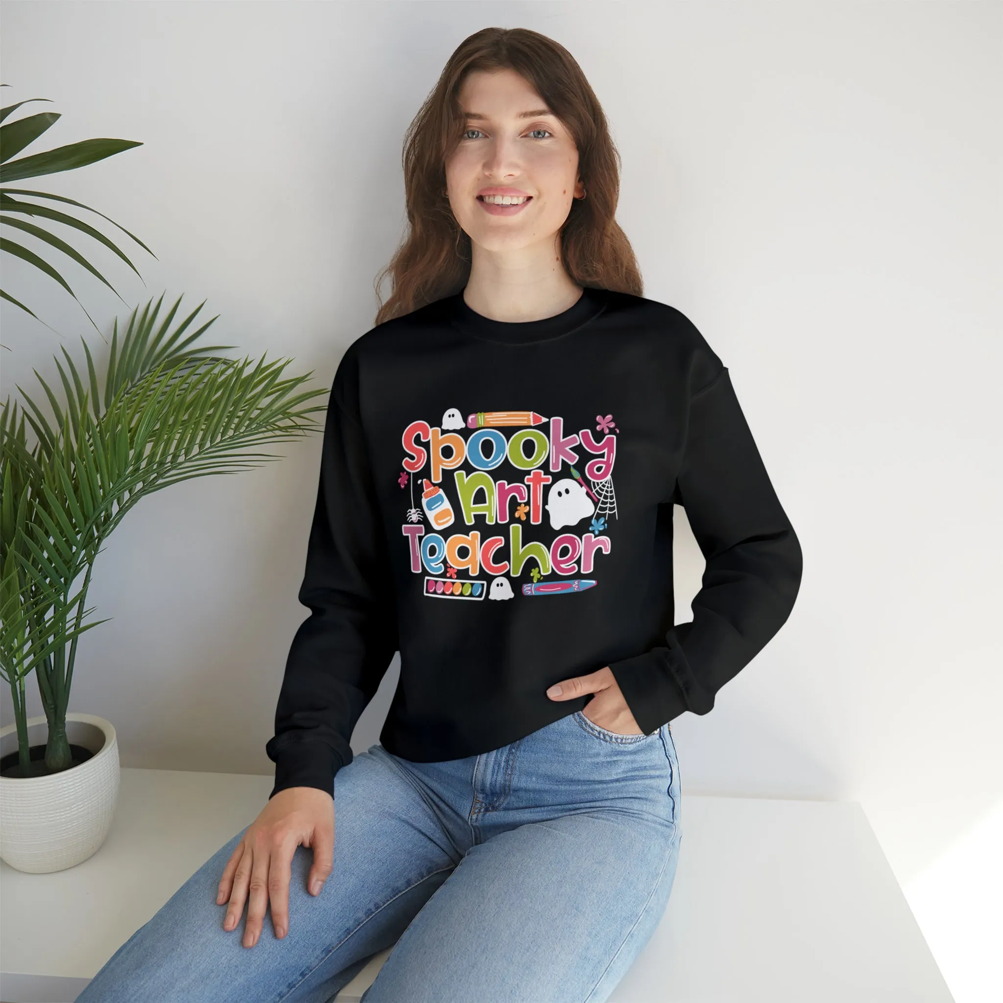 Spooky Art Teacher Unisex Heavy Blend™ Crewneck Sweatshirt