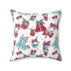 Spun Polyester Square Pillow, Doggie Presents Christmas Cushion