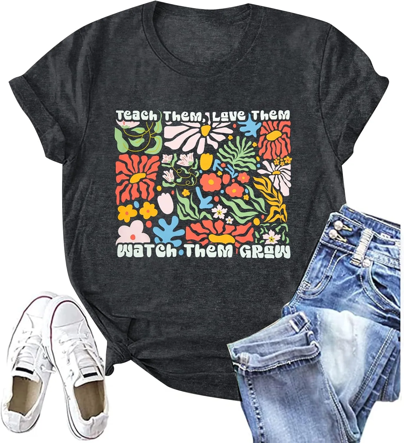 Teacher Shirt Women Wildflower Teacher Shirts Helping Little Minds Grow Kindergarten Teacher Tee Inspirational Tops