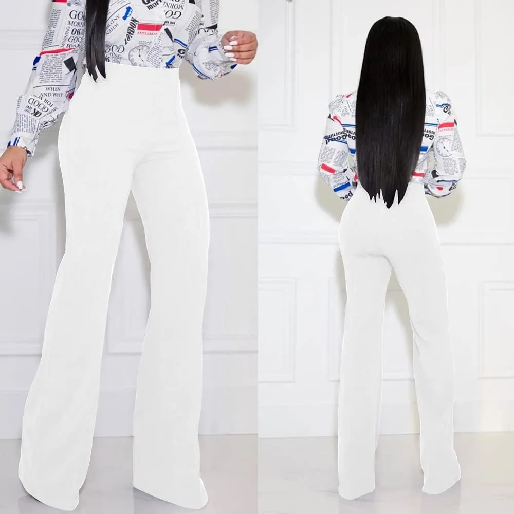 Women's High Waisted Stretchy Bootcut Pull On Dress Pants Casual Work Pants Fitted Trousers