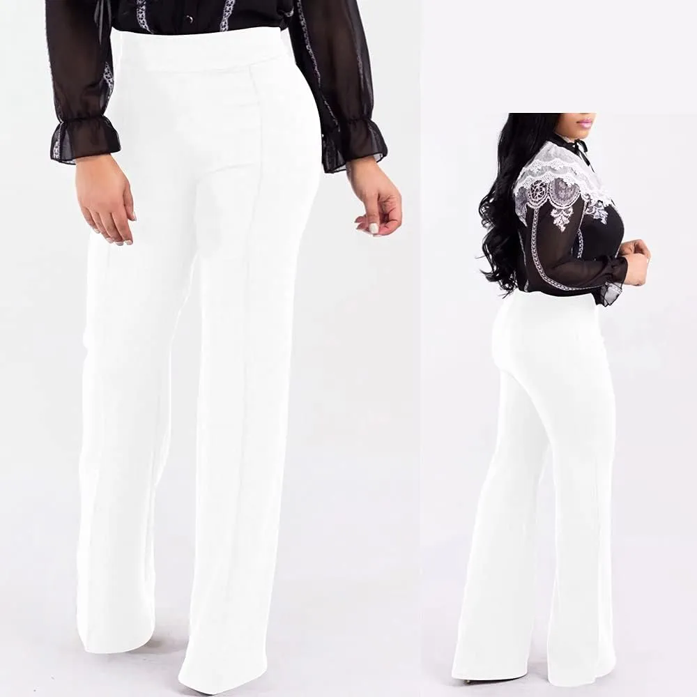 Women's High Waisted Stretchy Bootcut Pull On Dress Pants Casual Work Pants Fitted Trousers