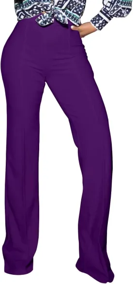 Women's High Waisted Stretchy Bootcut Pull On Dress Pants Casual Work Pants Fitted Trousers